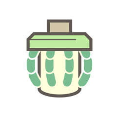 Obraz premium Robot hand pick up food can vector icon. Control by software computer and technology of artificial intelligence (AI). Concept for robotic, futuristic, science, production industry and prosthesis.