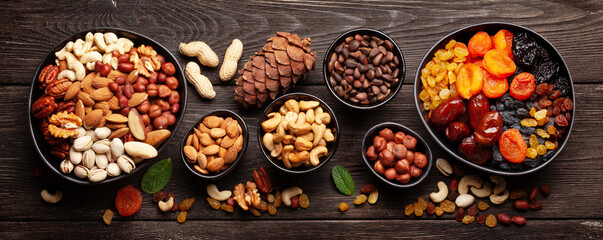Various dried fruits and nuts