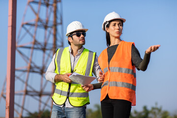 Professional Mechanical Engineer teamwokr. Construction manager and engineer working on construction building site. construction engineer driving