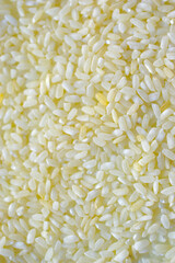 Yellow white rice grains for close-up cooking