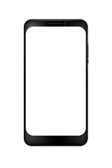 Simple Vector Realistic Black Smartphone, White Blank Screen