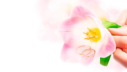 Obraz na płótnie Canvas wedding rings in a tulip