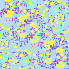 Watercolor Flower background.  Liberty style. fabric, covers, manufacturing, wallpapers, print, gift wrap.