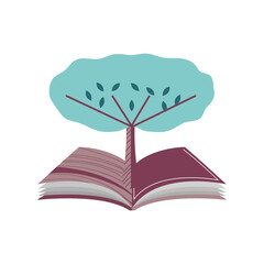 open book with tree nature literature cartoon icon isolated style