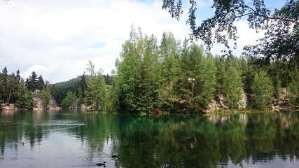 Fototapeta na wymiar Adrspach - lake in the forest