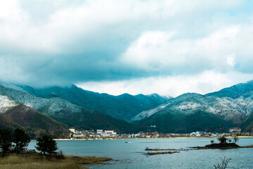 冬の河口湖_山梨県_日本