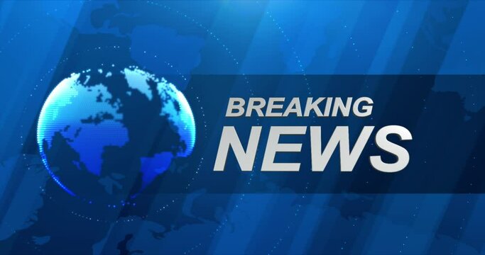 Breaking News Template intro for TV broadcast news show program with 3D breaking news text and badge, against global spinning earth cyber and futuristic style