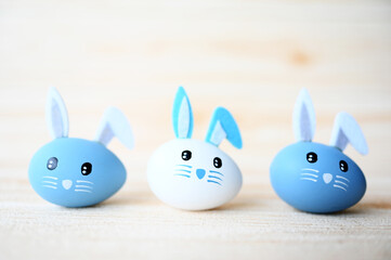 eggs bunny Easter group Copy space for text The minimal concept of Easter