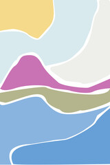 minimal abstration summer illustration. boho style vector illustration for posters and decoration