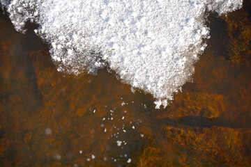 close up of ice in a water in winter