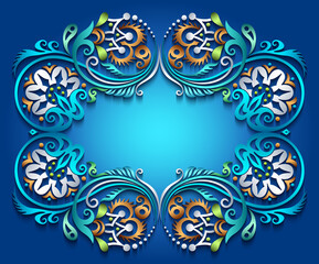 Abstract raster ornamental nature vintage frame.