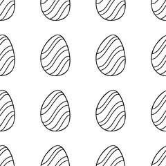 Seamless pattern made from hand drawn Easter eggs illustration. Isolated on white background.