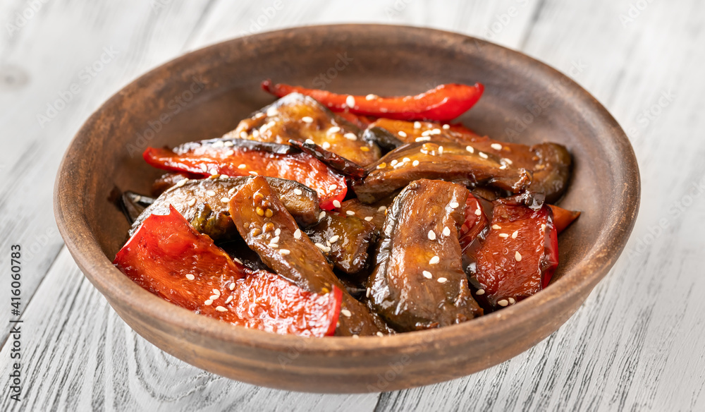 Wall mural eggplant stir-fry