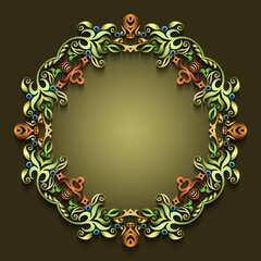 Abstract raster ornamental nature vintage frame.