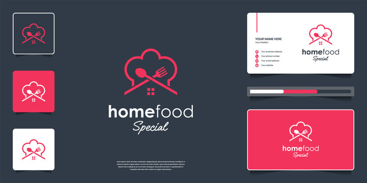 Creative restaurant logo design template. Symbol for food with business card branding