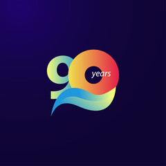 90 Years Anniversary Celebration Vector Template Design Illustration