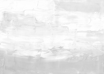 Abstract white background. Light monochrome backdrop. Gray and white backdrop. Minimalist painting. Brush strokes on paper.