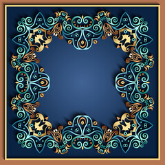 Abstract raster ornamental nature vintage frame.
