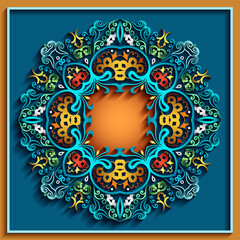 Abstract raster ornamental nature vintage frame.