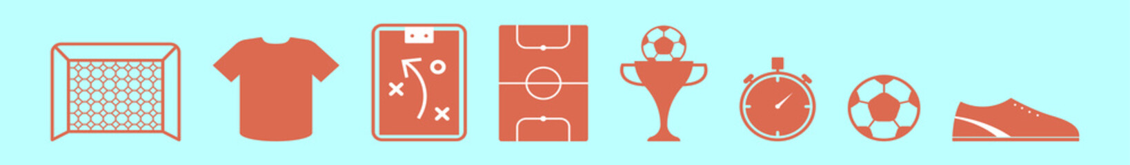 set of futsal sports cartoon icon design template with various models. vector illustration isolated on blue background