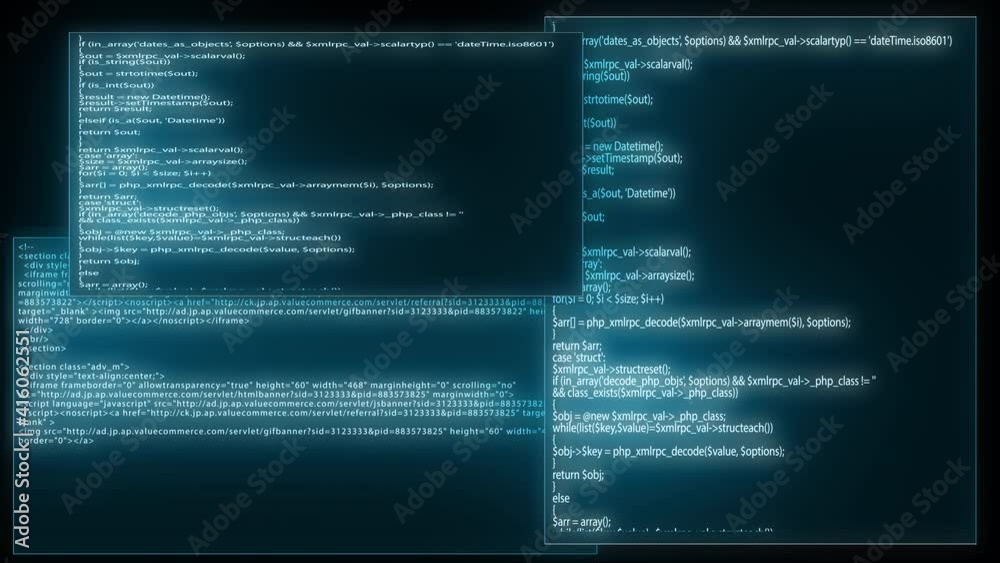 Wall mural source code programming screen text scrolling animation