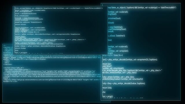 source code programming screen text scrolling animation