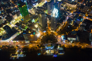 Beautiful night city, cityscape of Ho Chi Minh city, Vietnam, 