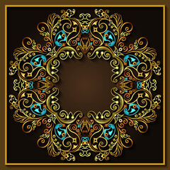 Abstract raster ornamental nature vintage frame.