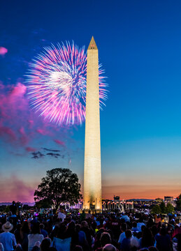 4th of July fireworks celebration in Washington Monument in Washington DC.