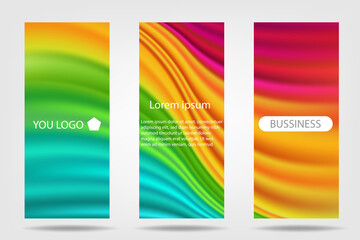 colorful brochure flyer roll up banner background, empty wave color abstract backdrop set