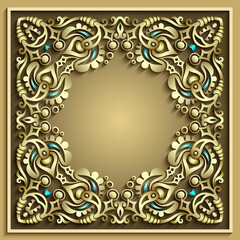 Abstract raster ornamental nature vintage frame.