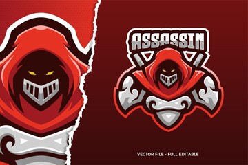 Red Cloak Assassin E-sport Game Logo Template