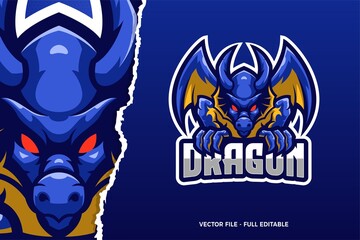 Blue Dragon E-sport Game Logo Template