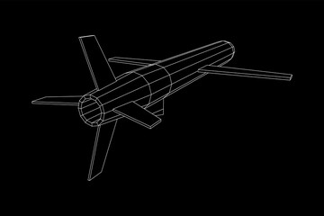 Fototapeta na wymiar Flying supersonic cruise missile. Wireframe low poly mesh vector illustration