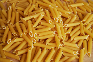 Close up  top view of pasta penne