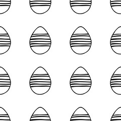 Seamless pattern made from hand drawn Easter eggs illustration. Isolated on white background.