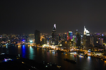 Beautiful night city, cityscape of Ho Chi Minh city, Vietnam, 