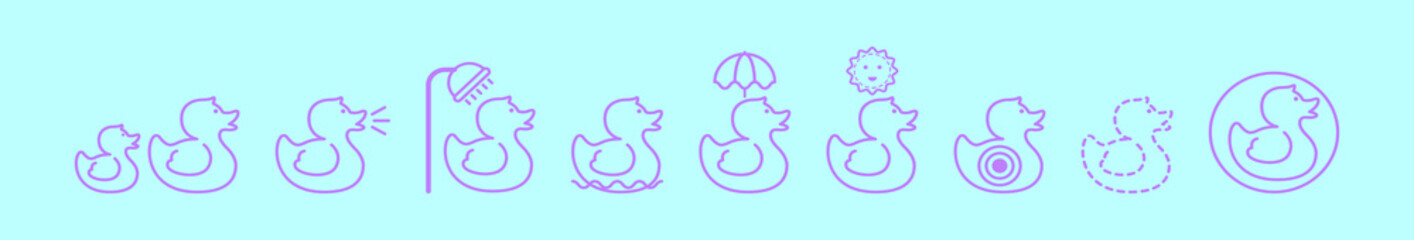 Obraz premium set of rubber duck cartoon icon design template with various models. vector illustration isolated on blue background