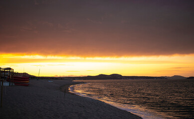 beach at sunset in the coast of girona, in pals costa brava