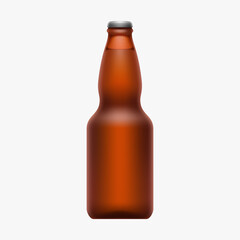 full brown beer bottle isolated on white