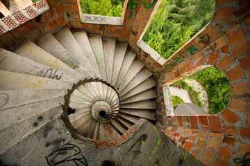 staircase in the old castle - obrazy, fototapety, plakaty