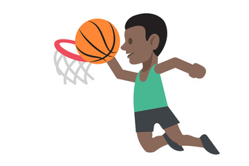 basketball player shooting for a basket on white background,vector illustration