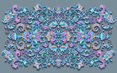 Raster abstract ornamental nature vintage card.