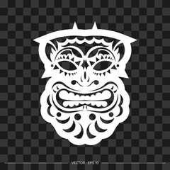 The face of a leader or tribal warrior from patterns. The contour of the face or mask of a warrior. Polynesian, Hawaiian or Maori patterns. For T-shirts, prints and tattoos. Vector