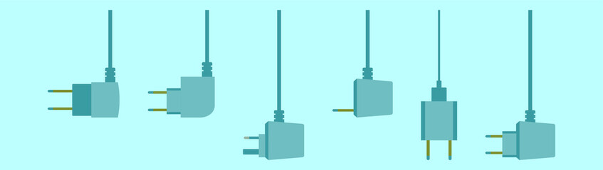 set of headphone and charger cartoon icon design template with various models. vector illustration isolated on blue background