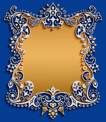 Raster abstract ornamental nature vintage frame.