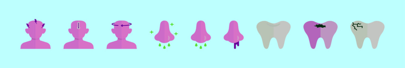 set of medicine cartoon icon design template with various models. vector illustration isolated on blue background