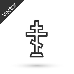Obraz premium Grey line Christian cross icon isolated on white background. Church cross. Vector.