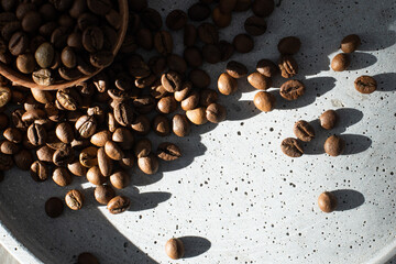 Coffee on grunge wooden background