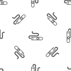 Grey line Cigar icon isolated seamless pattern on white background. Vector.